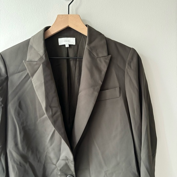 Vince Boyfriend Blazer Jacket Deep Laurel Olive Green Sz 10 - Picture 4 of 7